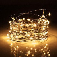 Світлодіодна LED гірлянда-нитка  Краплі роси  на батарейках, гнучкий мідний дріт, тепле або кольорове світло, 2–10 м, святковий декоративний підсвіт для дому, фотозон, ялинок, вечірок